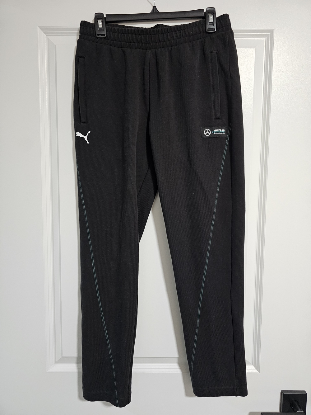 Puma Black Men’s Track Pants with Teal Accents